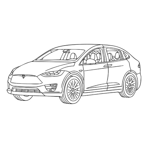 Página para colorear «Tesla Model Y» dibujo para colorear gratis de Dibujos para colorear de coches