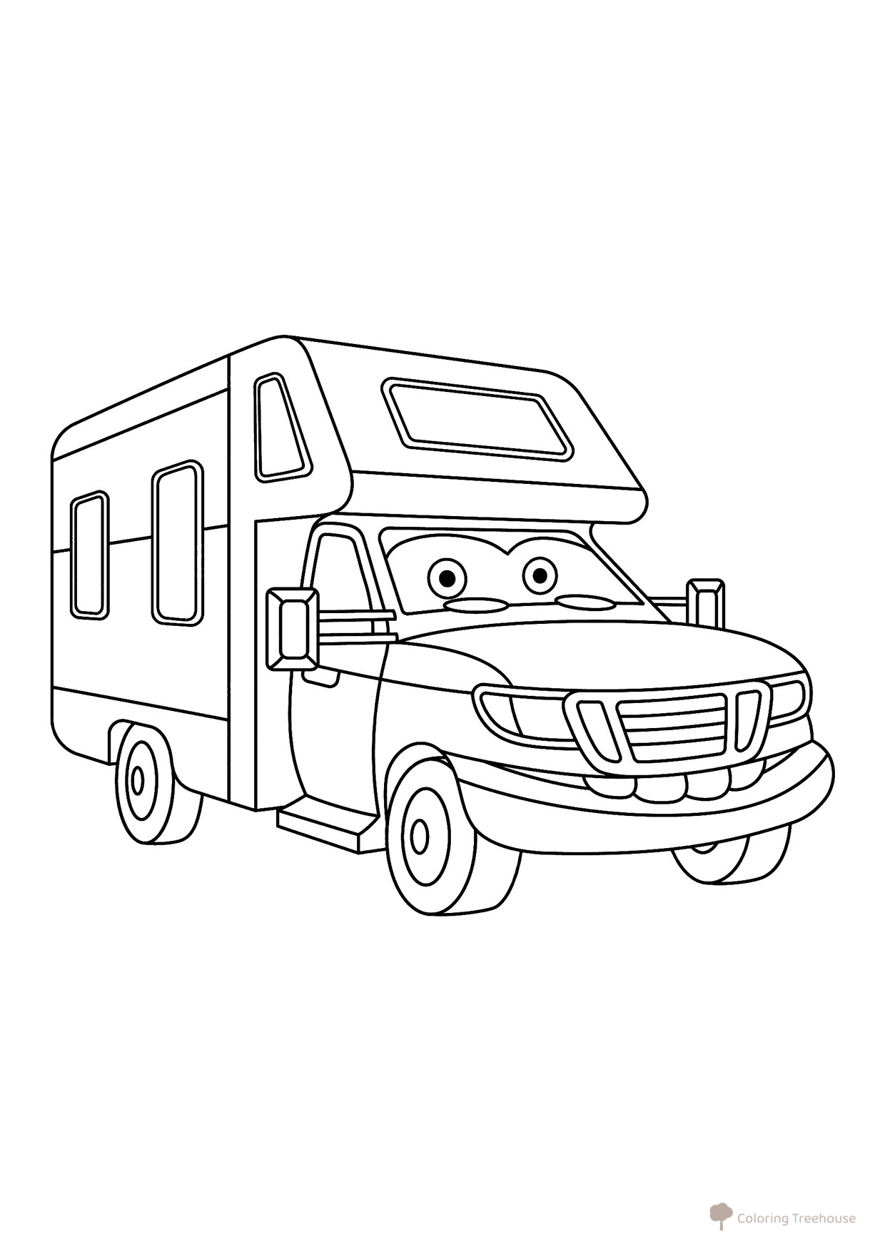 Página para colorear «Dulce casa rodante» dibujo para colorear gratis de Dibujos para colorear de coches