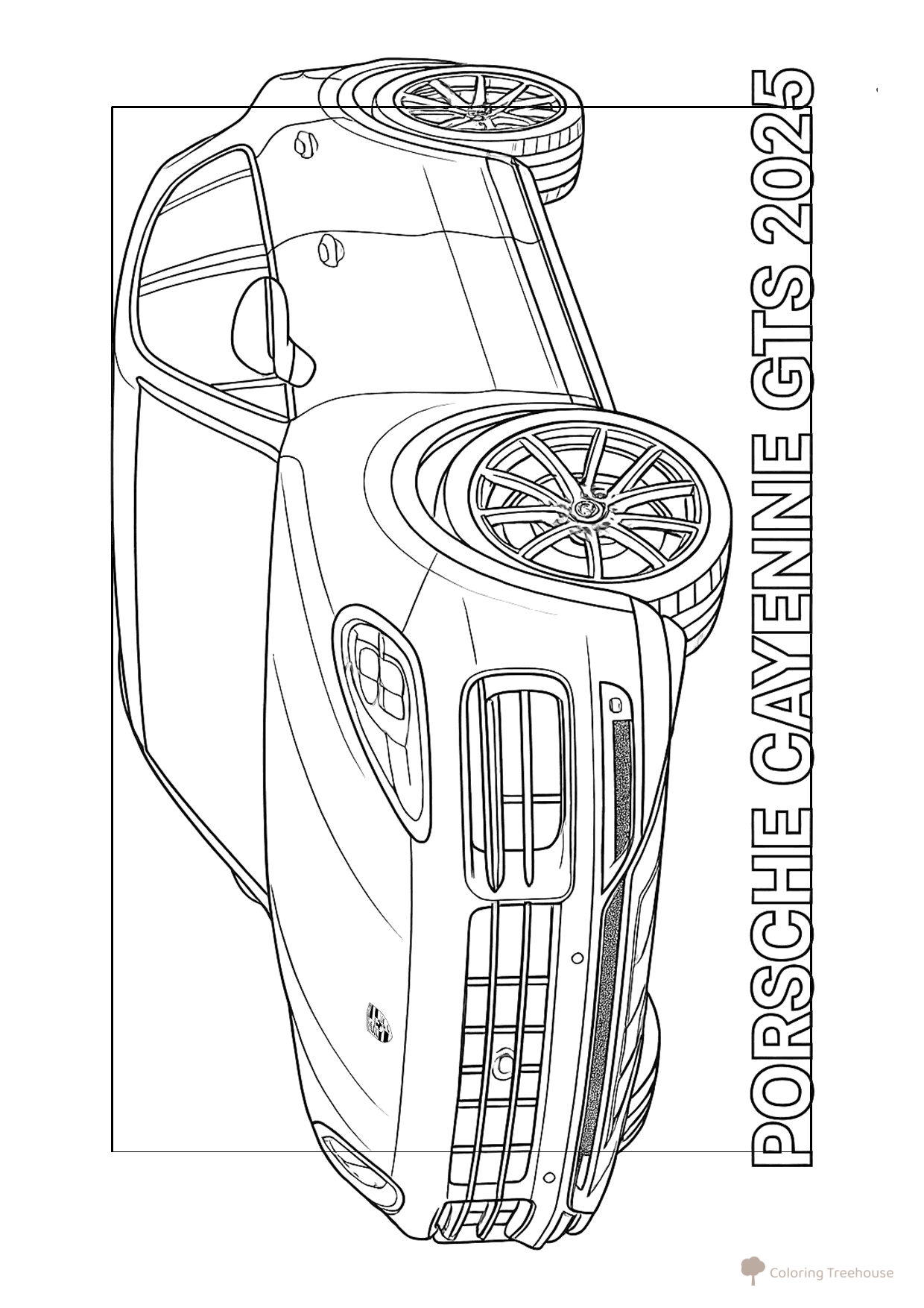 Porsche Cayenne GTS 2025 - página para colorear dibujo para colorear gratis de Dibujos para colorear de coches