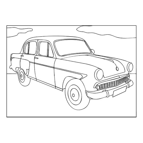 Página para colorear «Moskvich retro» dibujo para colorear gratis de Dibujos para colorear de coches