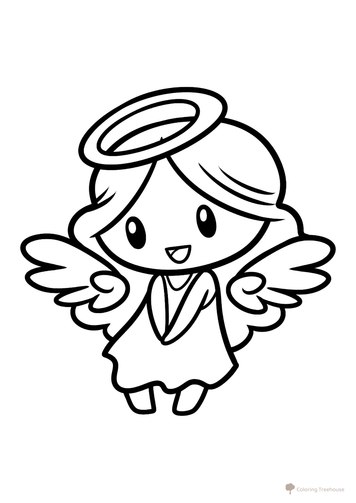 Chibi Angel Coloring Page for Kids free printable Angel Coloring Pages coloring page