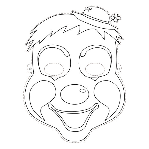 Máscara de payaso para colorear dibujo para colorear gratis de Plantillas de máscaras para colorear