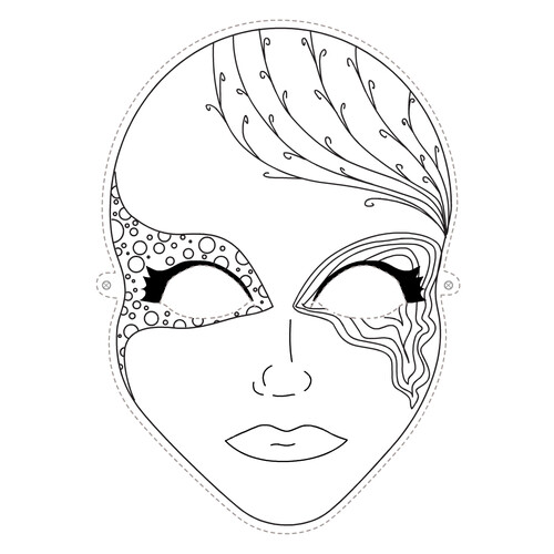 Página para colorear: Máscara de princesa dibujo para colorear gratis de Plantillas de máscaras para colorear