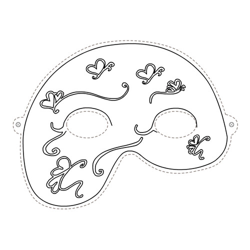 Página para colorear: Máscara con corazones dibujo para colorear gratis de Plantillas de máscaras para colorear