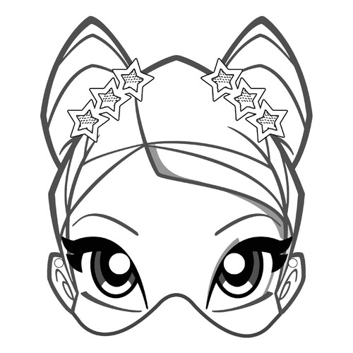 Página para colorear: Máscara Stella dibujo para colorear gratis de Plantillas de máscaras para colorear