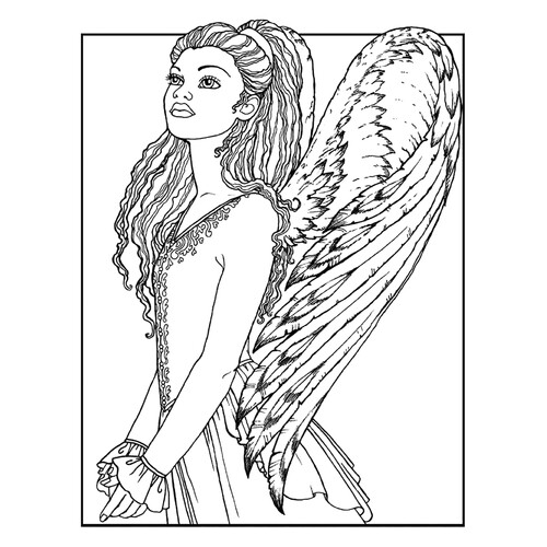 Página para colorear: Chica ángel dibujo para colorear gratis de Páginas para colorear de ángeles