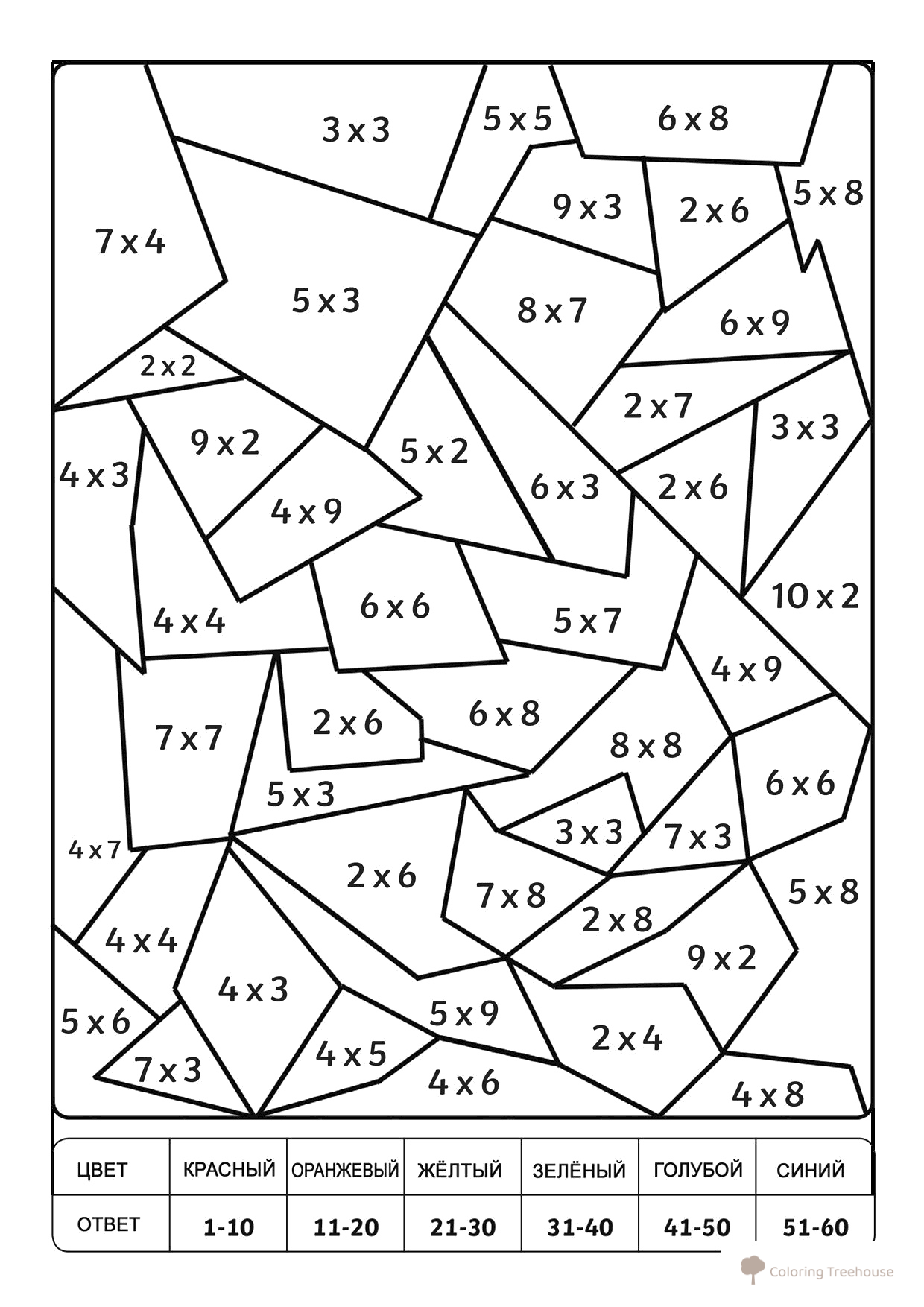 Página para colorear: Abstracción matemática (multiplicación de números de una cifra) dibujo para colorear gratis de Páginas para colorear de matemáticas
