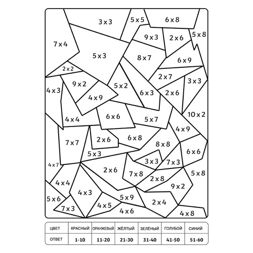 Mathematical Abstraction Coloring Page (Single-Digit Multiplication) free printable Math Coloring Pages coloring page