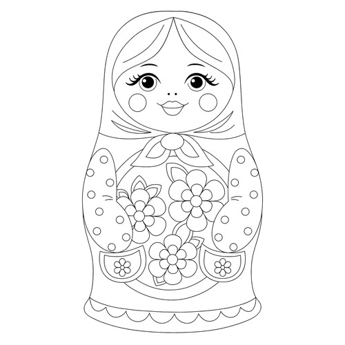 Matryoshka with Flowers Coloring Page free printable Matryoshka Coloring Pages coloring page