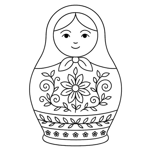 Matryoshka with Floral Patterns Coloring Page free printable Matryoshka Coloring Pages coloring page