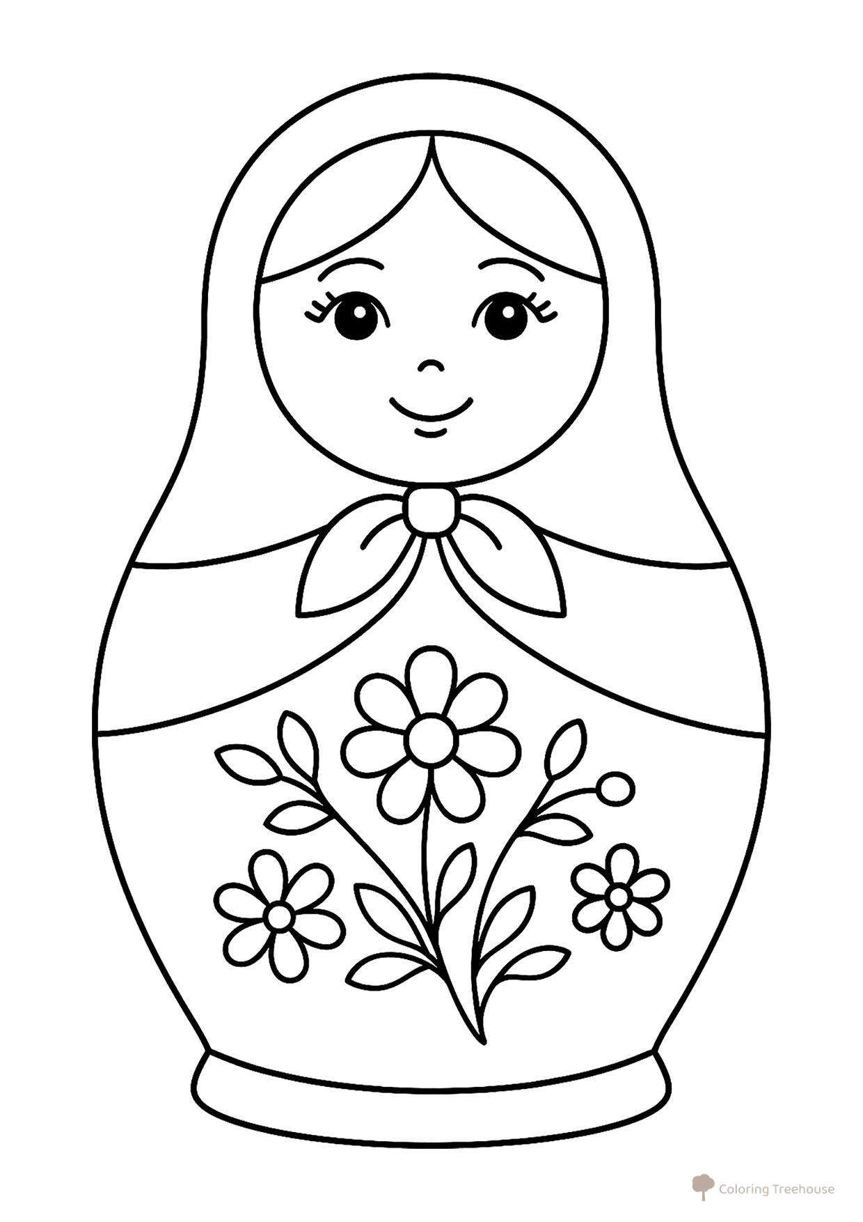 Matryoshka Doll with Flower Pattern Coloring Page free printable Matryoshka Coloring Pages coloring page