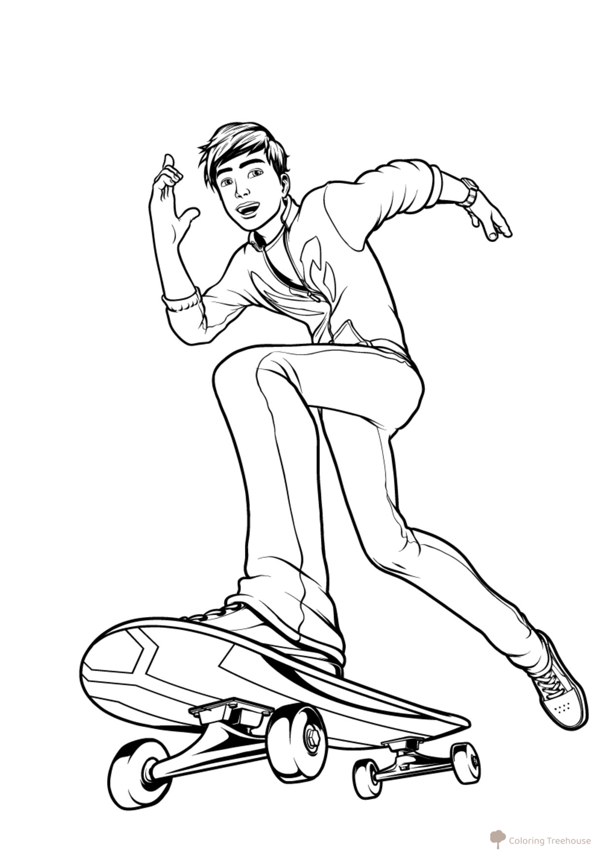 Dibujo para colorear: Max en el patinete dibujo para colorear gratis de Páginas para colorear de Max Steel