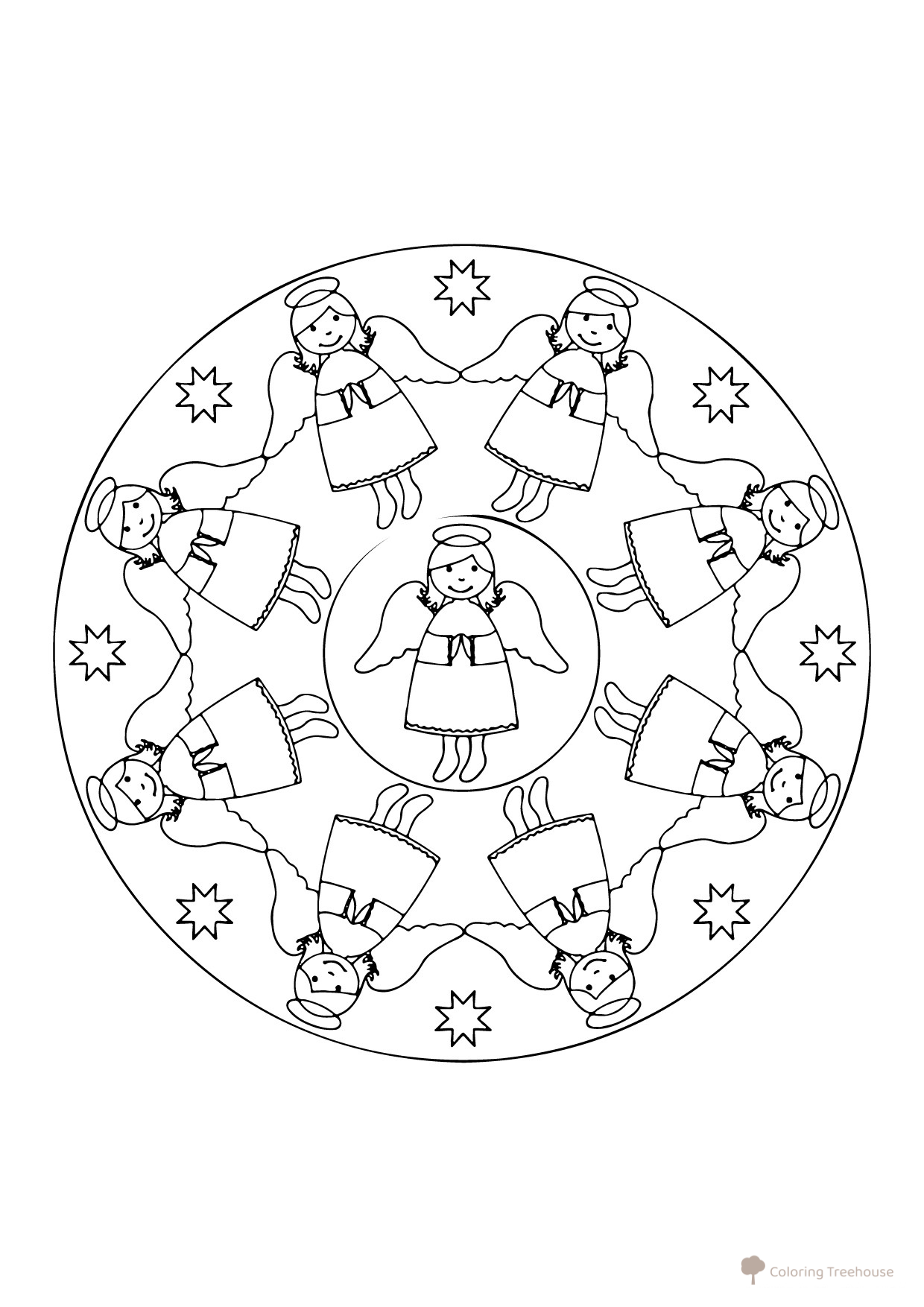 Angel Mandala Coloring Page free printable Angel Coloring Pages coloring page