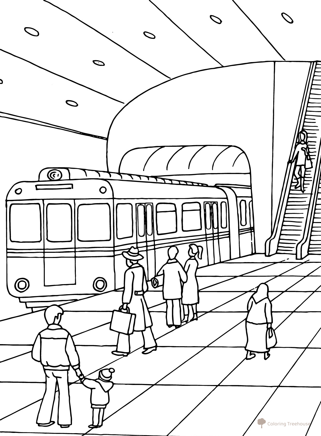 Metro and Escalator Coloring Page free printable Metro Coloring Pages coloring page