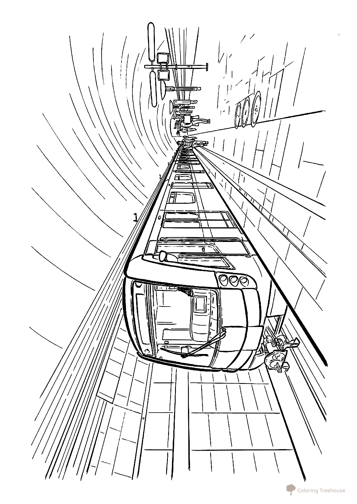 Colorear: «El tren del metro ha llegado» dibujo para colorear gratis de Páginas para colorear: Metro