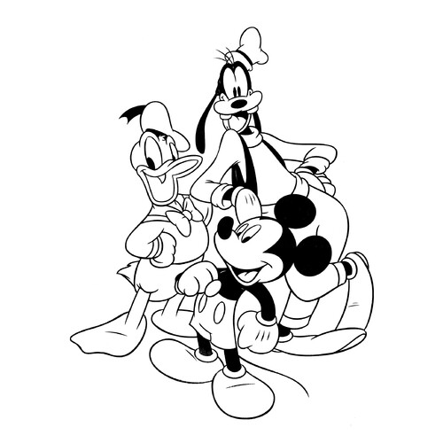 Página para colorear: Mickey Mouse, Donald Duck y Goofy dibujo para colorear gratis de Páginas para colorear de Mickey Mouse y sus amigos