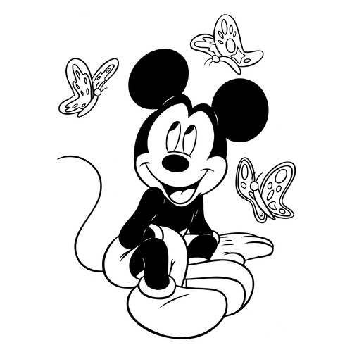 Mickey Mouse and Butterflies Coloring Page free printable Mickey Mouse Coloring Pages coloring page