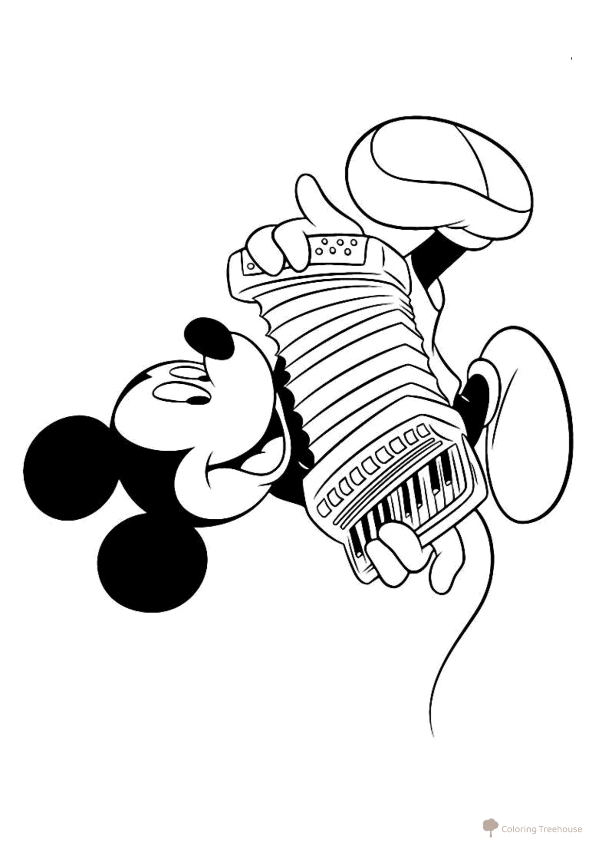 Mickey Mouse tocando el acordeón - página para colorear dibujo para colorear gratis de Páginas para colorear de Mickey Mouse y sus amigos