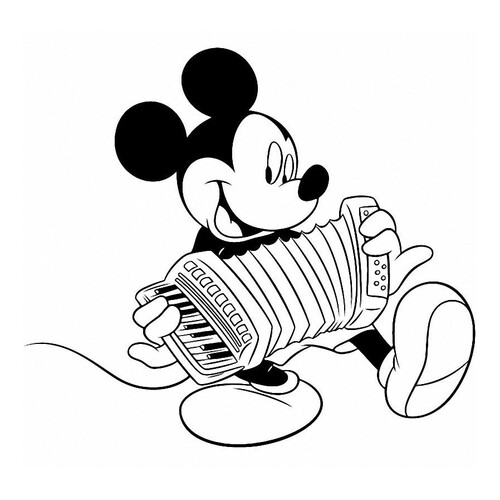 Mickey Mouse tocando el acordeón - página para colorear dibujo para colorear gratis de Páginas para colorear de Mickey Mouse y sus amigos