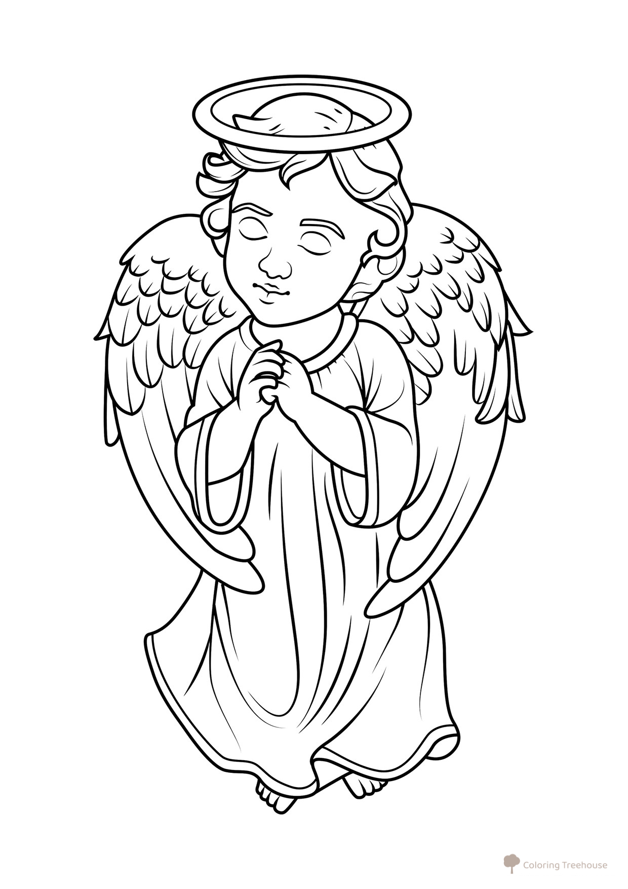 Página para colorear: Ángel celestial (niño con nimbo) dibujo para colorear gratis de Páginas para colorear de ángeles