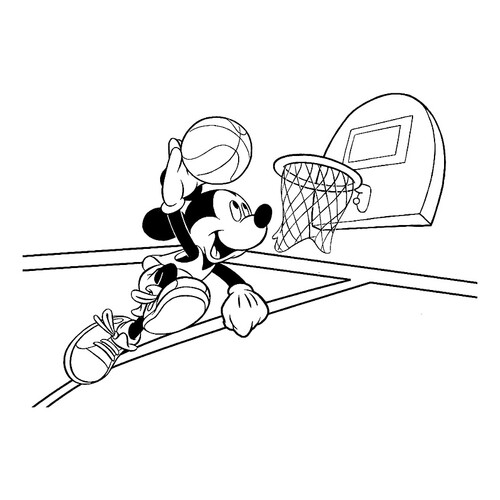 Mickey Mouse jugando al baloncesto - página para colorear dibujo para colorear gratis de Páginas para colorear de Mickey Mouse y sus amigos