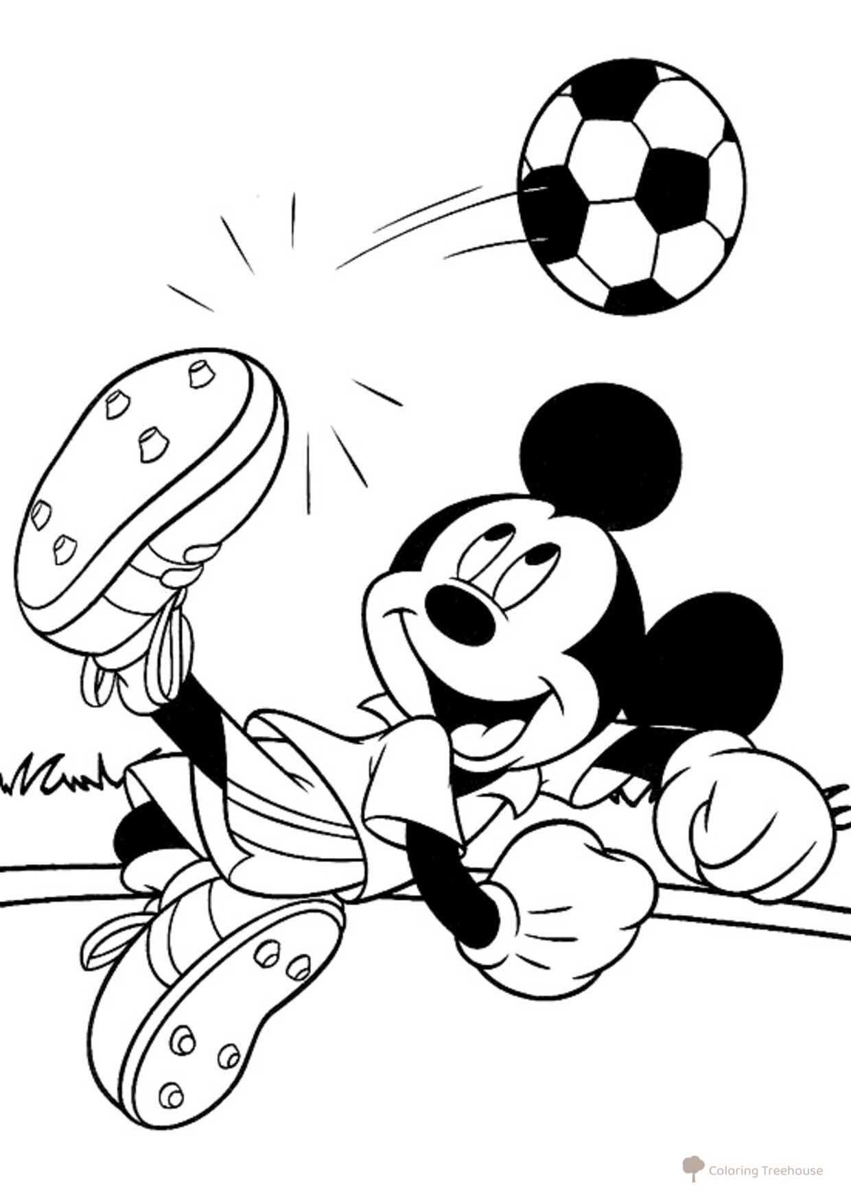 Mickey Mouse Playing Soccer Coloring Page free printable Mickey Mouse Coloring Pages coloring page