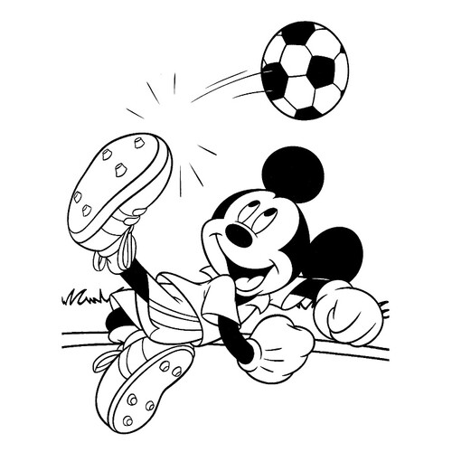 Página para colorear: Mickey Mouse juega al fútbol dibujo para colorear gratis de Páginas para colorear de Mickey Mouse y sus amigos