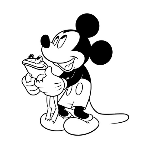 Mickey Mouse con una rana - página para colorear dibujo para colorear gratis de Páginas para colorear de Mickey Mouse y sus amigos