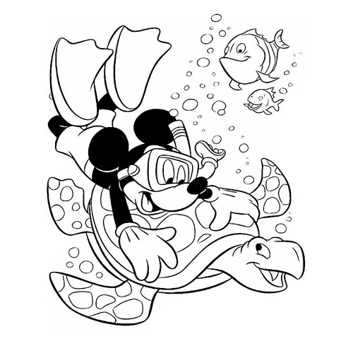 Mickey Mouse en el mundo submarino - página para colorear dibujo para colorear gratis de Páginas para colorear de Mickey Mouse y sus amigos