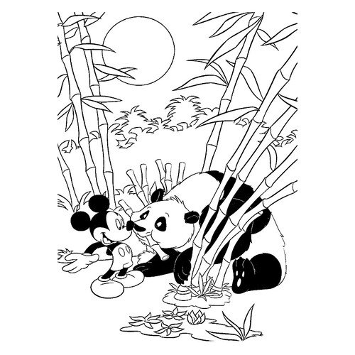 Mickey Mouse conoció a una panda: página para colorear dibujo para colorear gratis de Páginas para colorear de Mickey Mouse y sus amigos