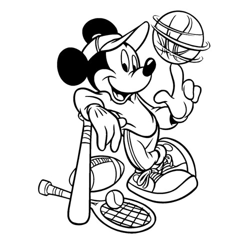 Dibujo para colorear: Mickey Mouse haciendo deporte dibujo para colorear gratis de Páginas para colorear de Mickey Mouse y sus amigos