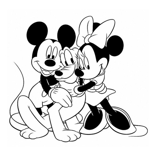 Página para colorear: Mickey, Minnie y Pluto dibujo para colorear gratis de Páginas para colorear de Mickey Mouse y sus amigos