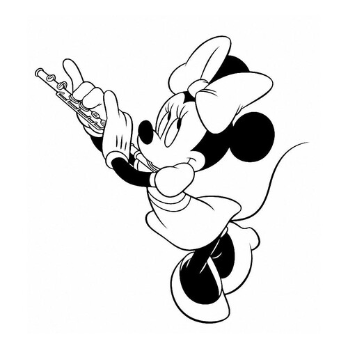 Minnie tocando la flauta - página para colorear dibujo para colorear gratis de Páginas para colorear de Mickey Mouse y sus amigos