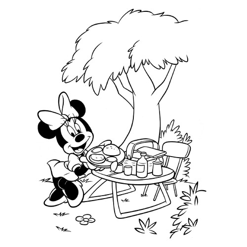 Minnie en el picnic — página para colorear dibujo para colorear gratis de Páginas para colorear de Mickey Mouse y sus amigos