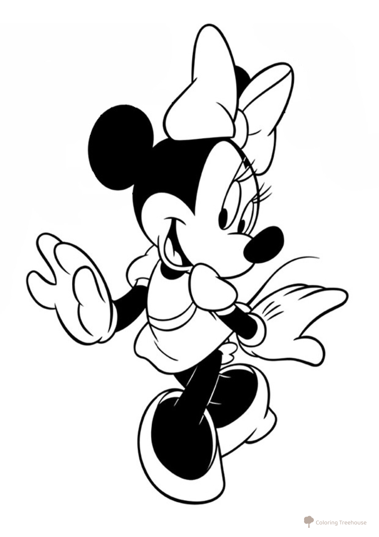 Minnie on a Walk Coloring Page free printable Mickey Mouse Coloring Pages coloring page