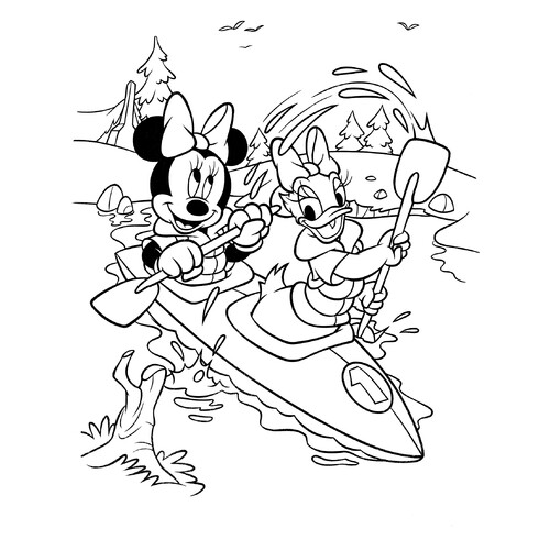 Minnie en la barquita - Página para colorear dibujo para colorear gratis de Páginas para colorear de Mickey Mouse y sus amigos