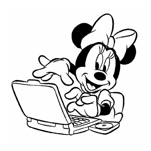 Minnie con ordenador portátil - página para colorear dibujo para colorear gratis de Páginas para colorear de Mickey Mouse y sus amigos