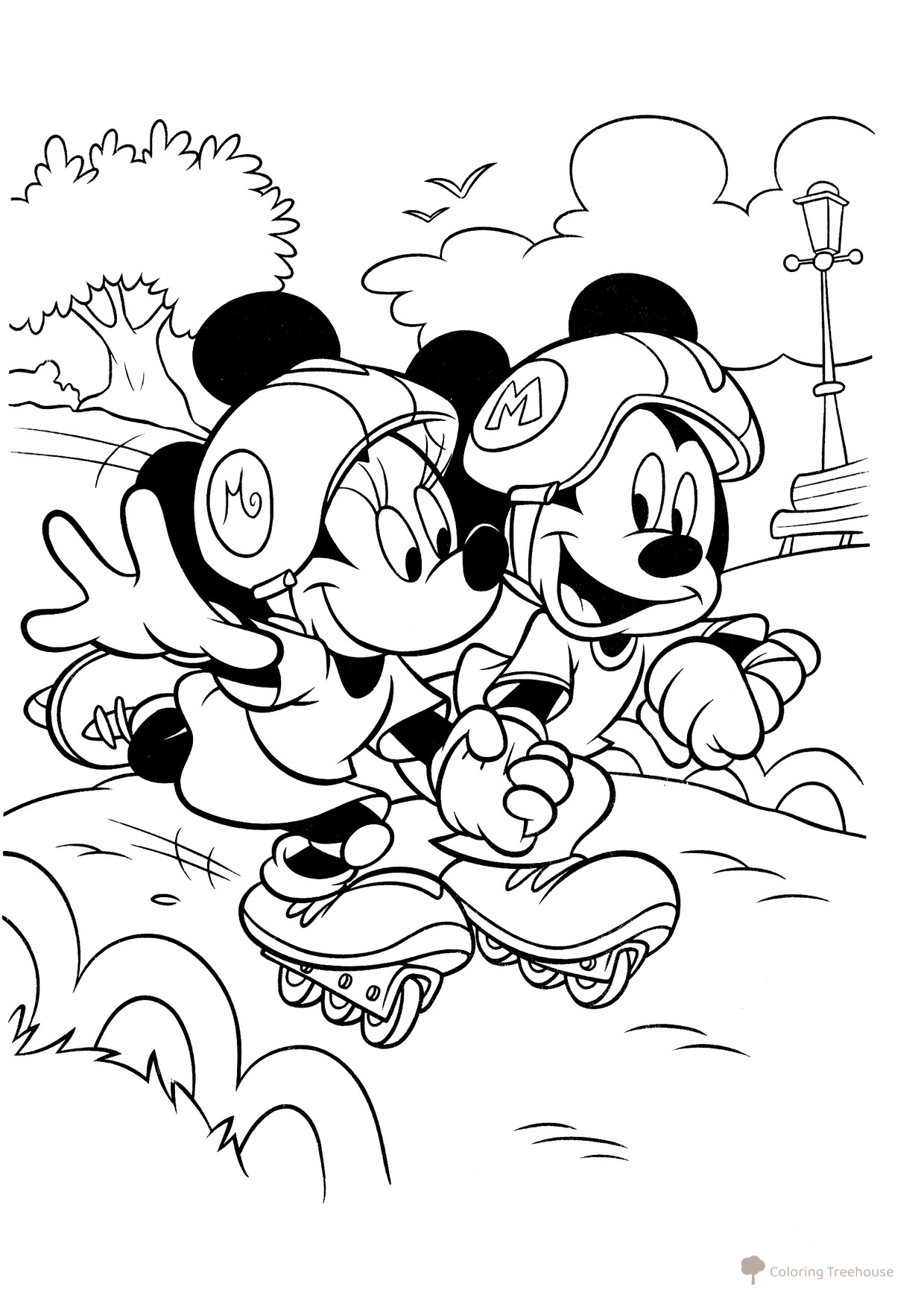 Página para colorear: Pareja dulce Mickey dibujo para colorear gratis de Páginas para colorear de Mickey Mouse y sus amigos