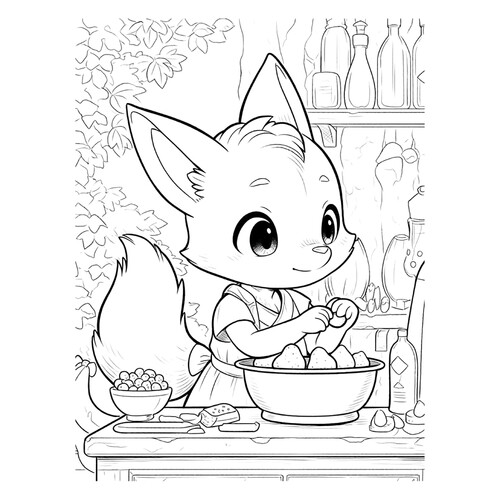 Página para colorear «Pequeño zorro anime» dibujo para colorear gratis de Cute Coloring Pages