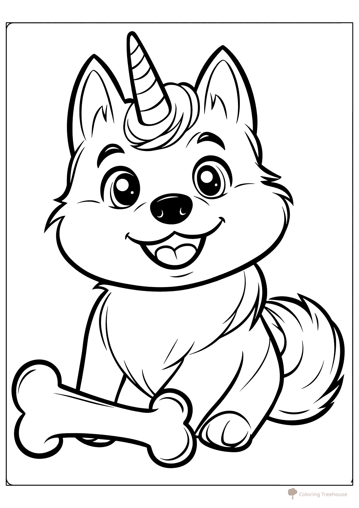 Kawaii Husky Unicorn Coloring Page free printable Cute Coloring Pages coloring page