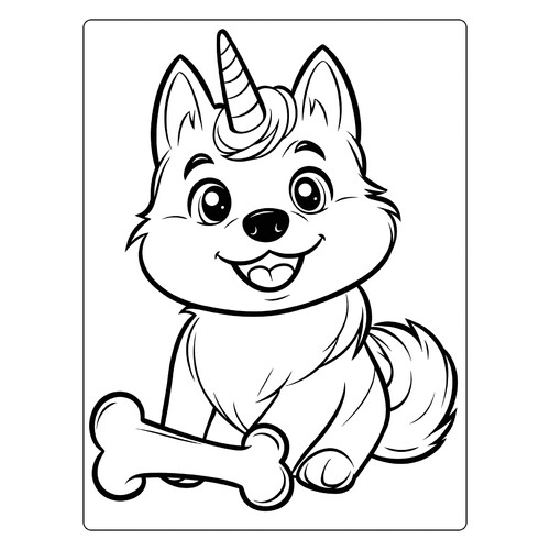 Kawaii Husky Unicorn Coloring Page free printable Cute Coloring Pages coloring page