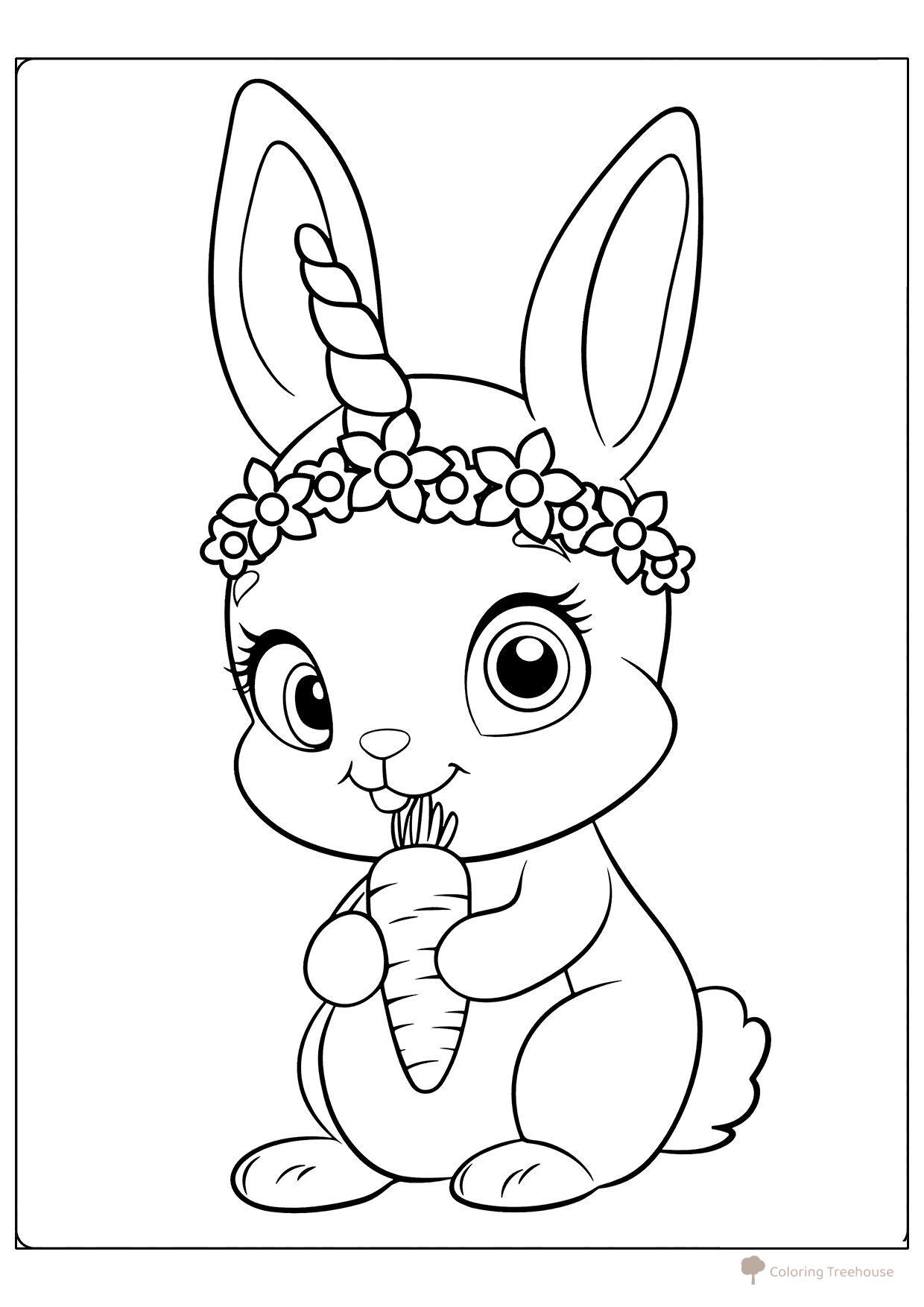 Kawaii Bunny-Unicorn Coloring Page free printable Cute Coloring Pages coloring page