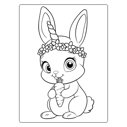 Kawaii Bunny-Unicorn Coloring Page free printable Cute Coloring Pages coloring page