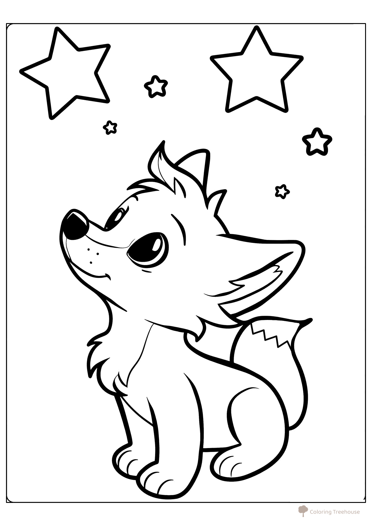 Página para colorear «Zorrito y las estrellas» dibujo para colorear gratis de Cute Coloring Pages