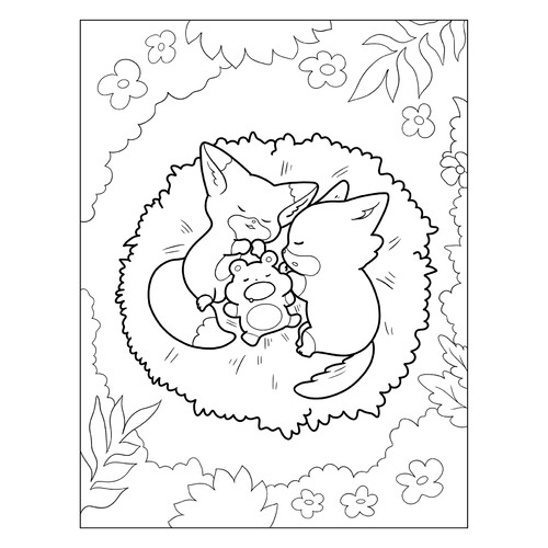 Dibujo para colorear «Zorritos y el hámster» dibujo para colorear gratis de Cute Coloring Pages