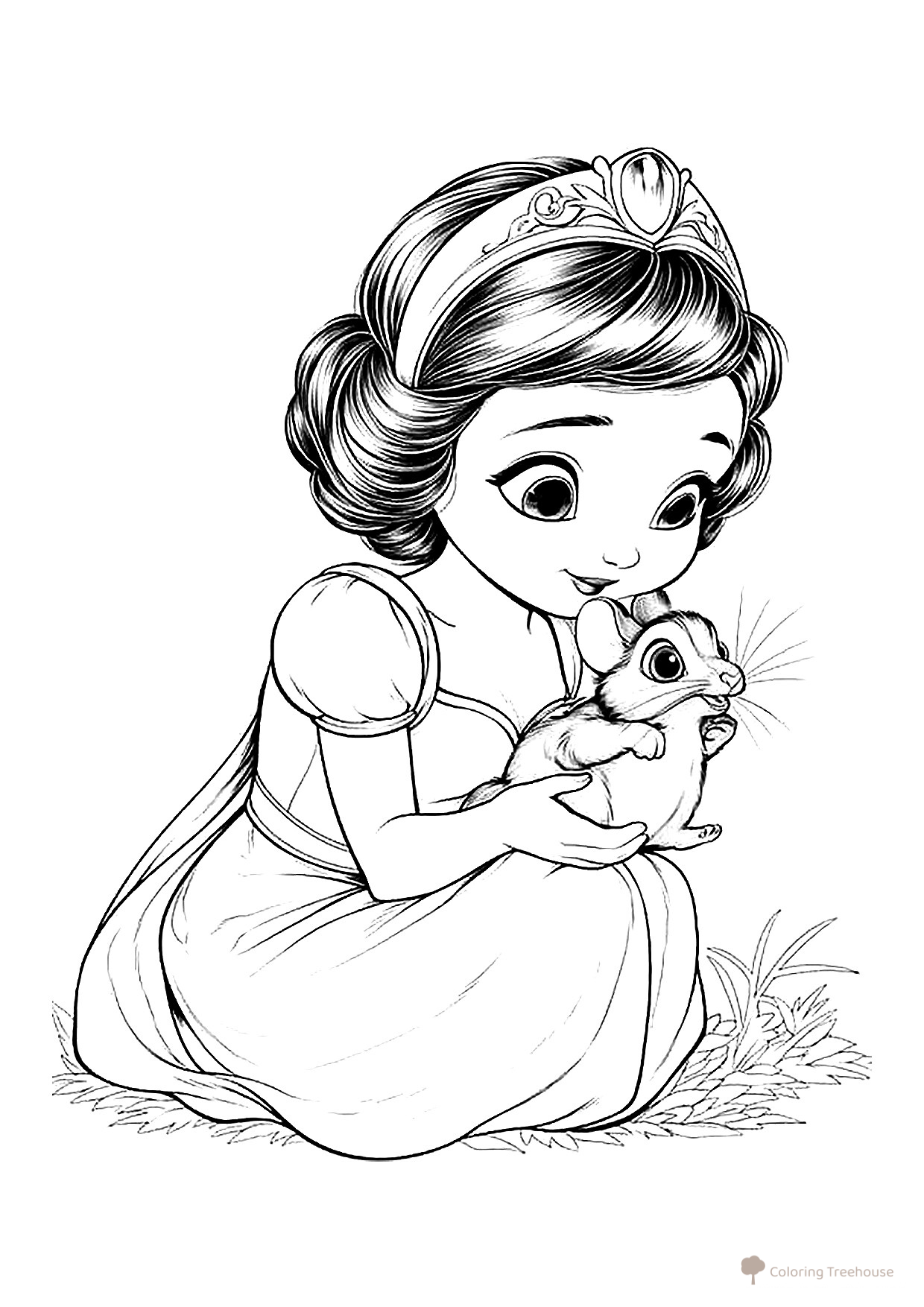Cute Snow White Coloring Page free printable Cute Coloring Pages coloring page