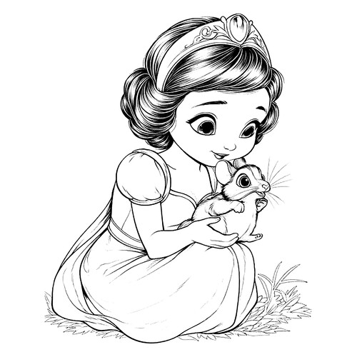 Cute Snow White Coloring Page free printable Cute Coloring Pages coloring page