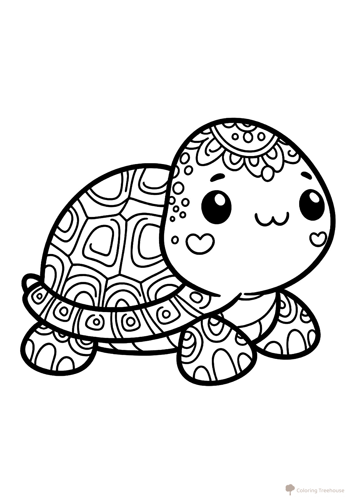Cute Turtle Coloring Page free printable Cute Coloring Pages coloring page