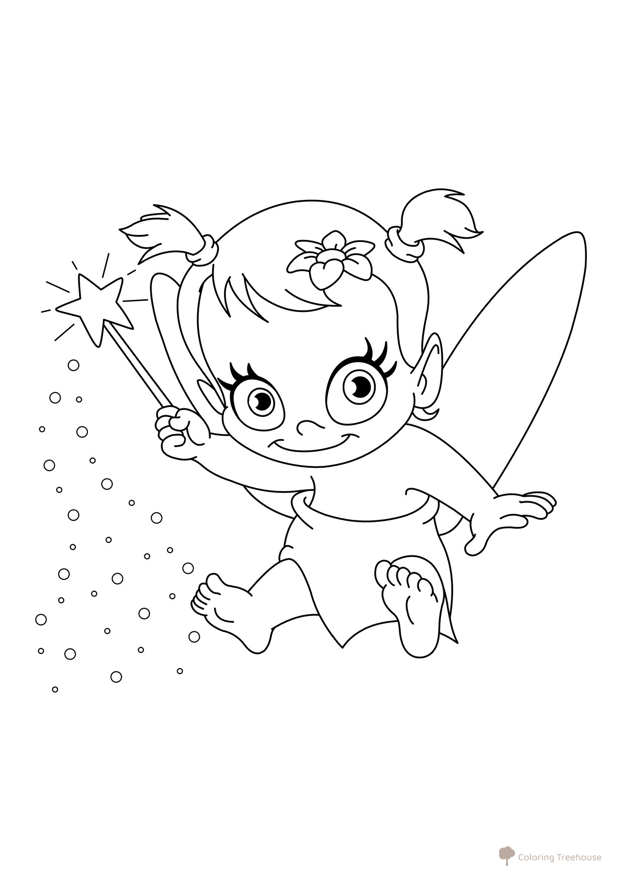 Ficha para colorear: Dulce bebé hada dibujo para colorear gratis de Cute Coloring Pages