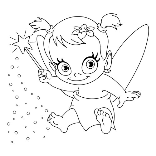 Ficha para colorear: Dulce bebé hada dibujo para colorear gratis de Cute Coloring Pages